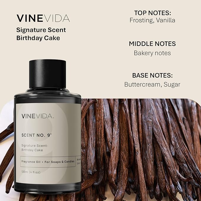 VINEVIDA [4oz] Birthday Cake Fragrance Oil for Candle Making and Soap Making - Premium Candle Scents for Soy Candles