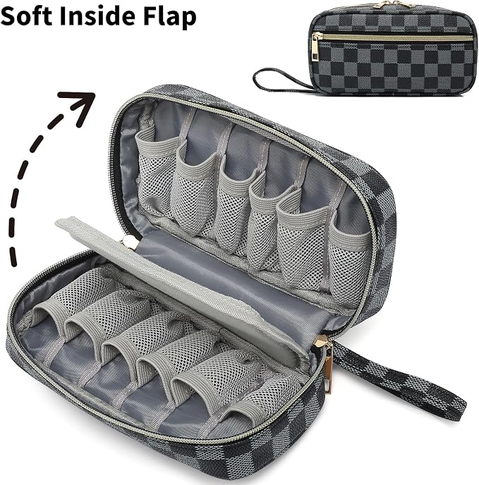 PU essential Oil Carrying Case - Holds 12 Bottles (5ml-15ml, Including Roller Bottles), Portable Organizer for Essential Oil and Accessories (Bag Only) (Blue)