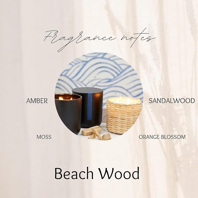 Field + Fleur - Reed Diffuser Set - Home Fragrance Diffuser - Refresh Home, Bedrooms, Bathrooms & More - Notes of Orange Blossom, Moss, Amber & Sandalwood - Made in the USA - Beach Wood Scent - 4 oz