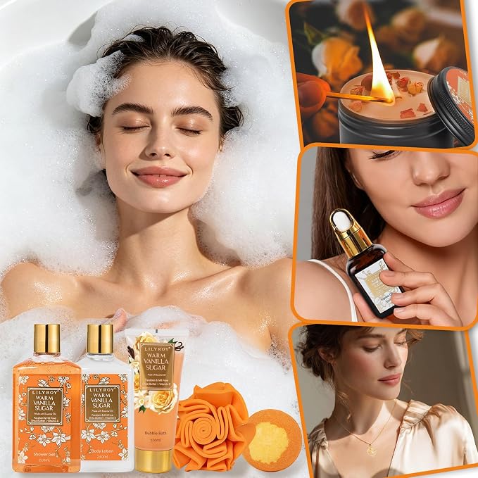 Spa Gifts Bath Skin Care Set - Luxurious Vanilla Spa Gift Baskets for Women