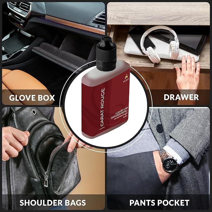 Inspired by Baraccart Car Freshener Scent For Women | Sweet Wood, White Floral, Clean Musk Scented Air Freshener | Long-Lasting Perfume Style Automotive Fragrance Oil Diffuser | Carat Rouge by Perfa