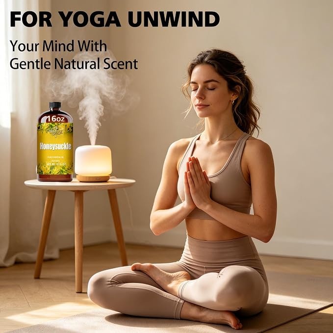 Honeysuckle Essential Oil, Honeysuckle Oil 16 Fl Oz 480ml for Diffuser Yoga Soap & Candle Making – with 0.33 Oz Roller Ball & Funnel YHSESSE Essential Oils