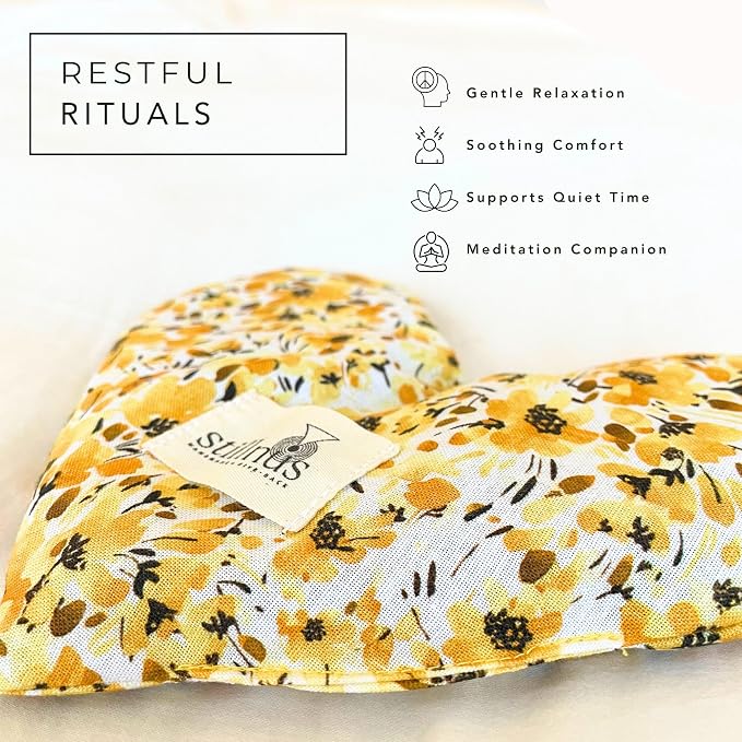 Stillnus Weighted Heart Eye Pillow with Organic Lavender & Flaxseed – Relaxation Gift for Women, Meditation Tool, Mindful Rest, Cooling Eye Mask, Wellness Self-Care Kit