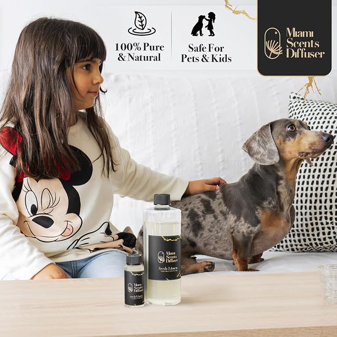 Pure Linen Breeze Essential Oil Refill Luxury Hotel Inspired, Long Lasting Aroma for Home & Office Diffuser, 120ml Fresh Blend of Powder Musk and Lily of The Valey, Scent for Spa Wellness Aromatherapy