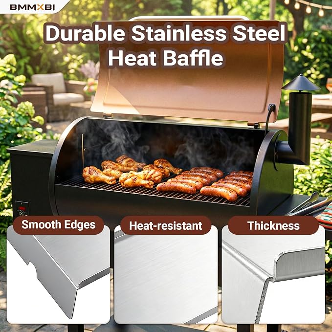 Stainless Steel Drip Pan and 6-Pack Grease Drip Tray Liners Kit for Traeger Pro 34 Series Pellet Grills, BAC410 Drip Tray Liners Drip Pan Replacement for Traeger BAC006, BBQ075, BBQ100, BBQ125