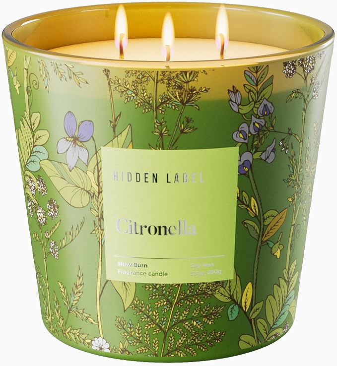 Citronella Candles Outdoor Large, 3-Wick / 30oz Large Soy Candle, Long Lasting Highly Scented,Candle for Patio, Garden & Camping, Summer Camping Huge