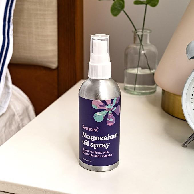 ASUTRA Topical Magnesium Chloride Oil Spray with Lavender and Melatonin, 4 fl oz