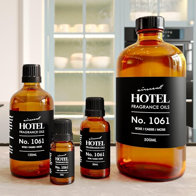 AirScent Hotel Diffuser Oil No. 1061 - Rose Cassis Moss - Premium Fragrance Oil for Ultrasonic and Waterless Diffusers and Crafting - 500 mL, 16.9 fl oz Glass Bottle