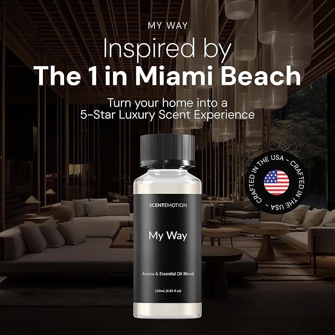 My Way Diffuser Oil Inspired by the 1 Hotel Scent Miami Beach | Luxury Hotel Scent Fragrance Oil for Diffusers | Notes of Cardamom, Leather, Lemon & Iris | 120ml, 4.05 fl oz