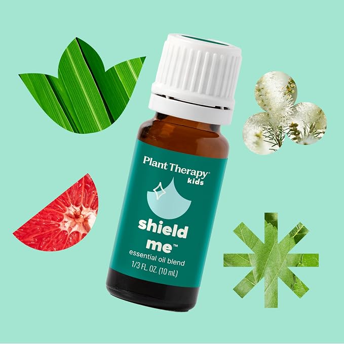Plant Therapy Kids Shield Me Essential Oil Blend 10 mL (1/3 oz), Made with 100% Pure Essential Oils, Great for Outdoor Annoyances