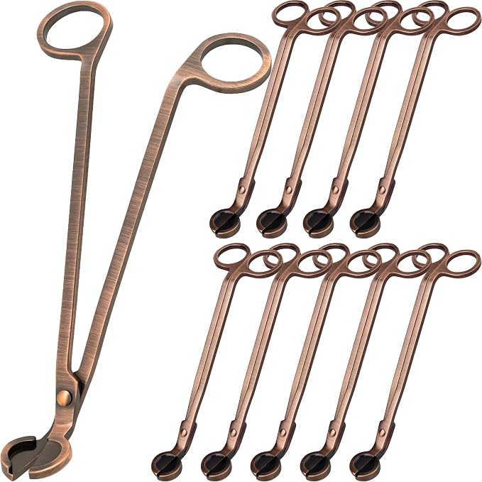 Airy Abode Candle Wick Trimmer 10 Pack, 7 Inch Stainless Steel Wick Cutters for Candles, Bulk Candle Trimmers for Cleaner Burn and Less Soot, Brushed Copper
