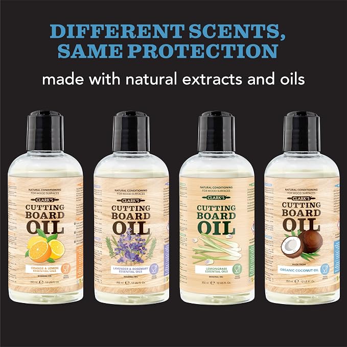 CLARK'S Cutting Board Oil - Coconut Extract Oil for Cutting Board - Made with Fractionated Coconut Oil for Kitchen Countertops, Butcher Blocks, Wooden Bowls and Utensils