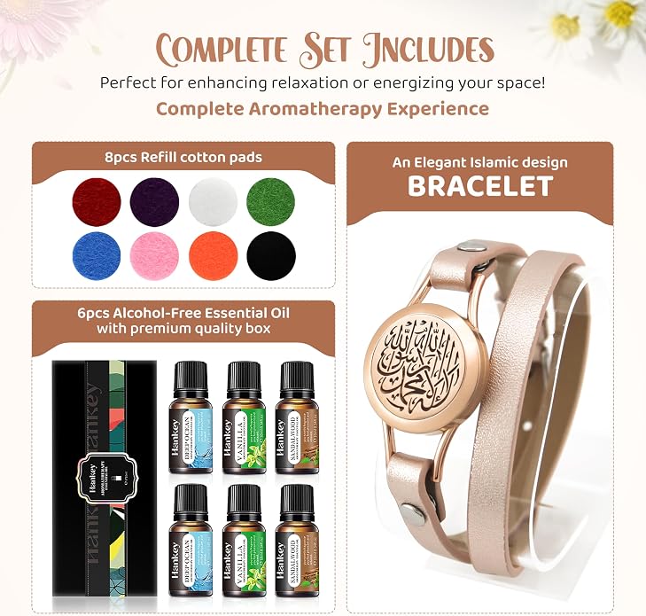 SHAHADA & Allah Bracelet AromatherapyOil Arabic Jewelry for Women–Perfect Ramadan & Islamic Gifts with Allah Pendant