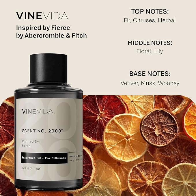 VINEVIDA [4 Fl Oz] Scent NO. 2000 Fragrance Oil for Cold Air Diffusers, Aromatic Notes of Fir Lily Woodsy, Essential Oils for Diffuser Oil Refill & Air Freshener Room Spray