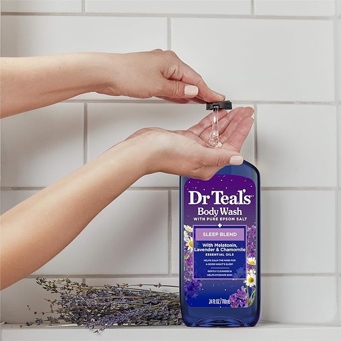 Dr Teal's Sleep Body Wash with Pure Epsom Salt, Melatonin, Lavender & Chamomile Essential Oil Blend, 24 fl oz (Pack of 2)