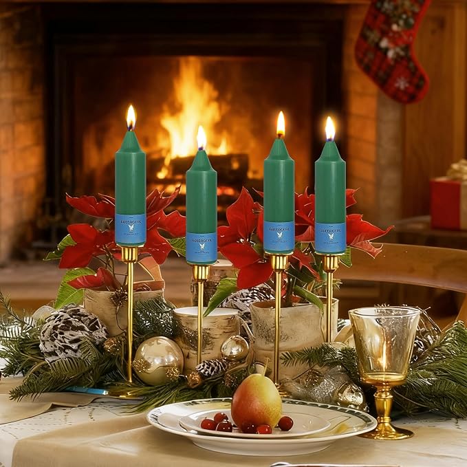Smokeless Candlesticks Short Taper Candle,Unscented 5 Inches Dark Green Candle Sticks Dripless Tapered Candles for Home Décor Weddings Seasons Gifts