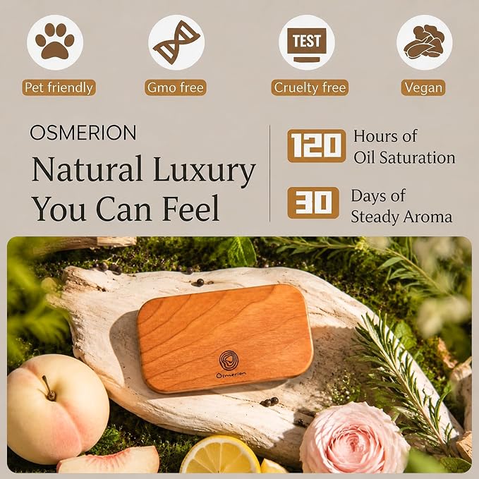Car Air Freshener - Wood Air Freshener for Visor Clip - Long Lasting Car Odor Eliminator - Vehicle Scent Diffuser - (Vanilla + Lemonade + White Peach + Rose Cedar, CLIP INCLUDED)