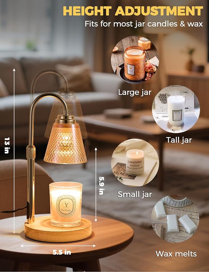 Candle Warmer Lamp with Timer Dimmer, Birthday Gifts for Mom Women Friend Sister, House Warming Gifts, Wax Melt Warmer, Office Apartment Dorm Room Home Decor