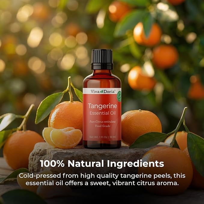 Viva Doria Tangerine Essential Oil, 100% Pure, Natural Essential Oil, Undiluted, for Aromatherapy | Food Grade, 30 mL (1 Fluid Ounce)