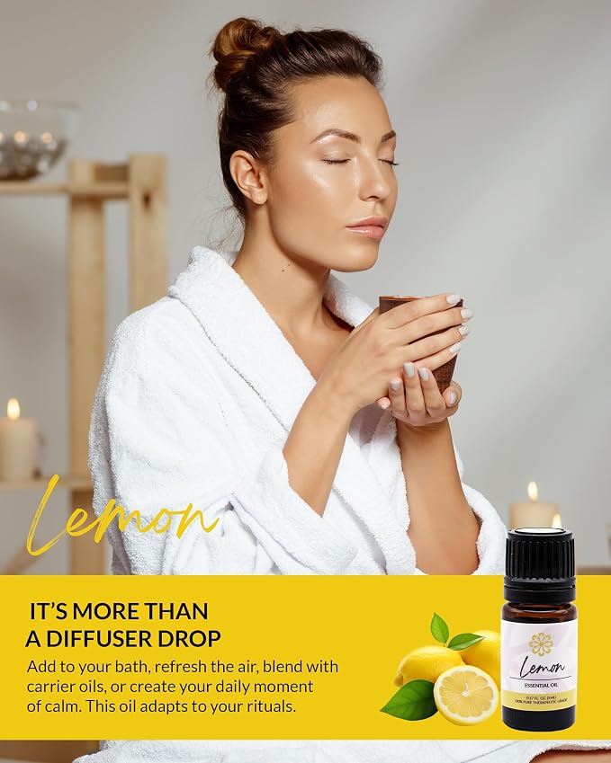 Essence Lemon Essential Oil, 5 ml | Aromatherapy Oil for Diffusers & Personal Use | Natural Fragrance for Relaxation, Clarity & Wellness | Made in USA | Citrusy & Uplifting Scent
