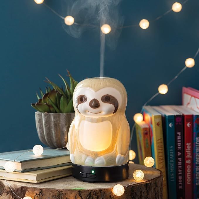 Airome Sloth Medium Essential Oil Diffuser|100 mL Humidifying Ultrasonic Aromatherapy Diffuser 8 Colorful LED Lights, Intermittent & Continual Mist, Auto Shut-Off