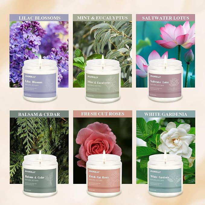 12 Pack Candles for Home Scented, Aromatherapy Candles Gifts Set for Women, Lavender, Vanilla, Rose Candle, 42OZ Natural Soy Wax Long Lasting Jar Candle, Birthday Mothers Day Present