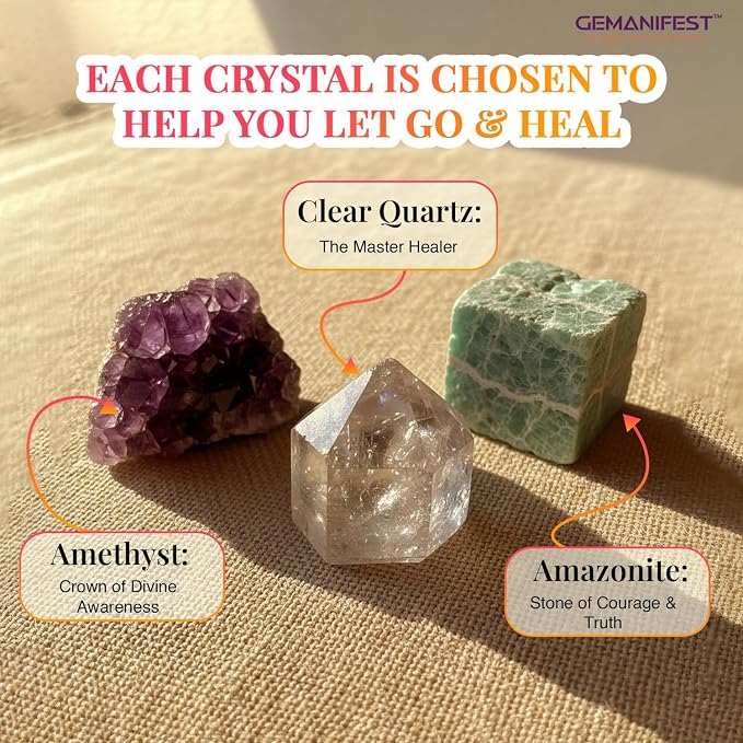 Lit and Let Go Manifestation Candle Lemon Scented Soy Crystal Candles with Amazonite Bracelet Letting Go New Beginnings Gifts Grief Divorce Gifts for Men Women