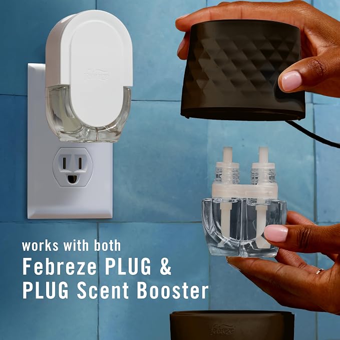 Febreze Plug Scent Booster in Black, Continuous Scent Device Oil Diffuser, Compatible with Febreze Air Freshener Plug in Refills - Refills not Included
