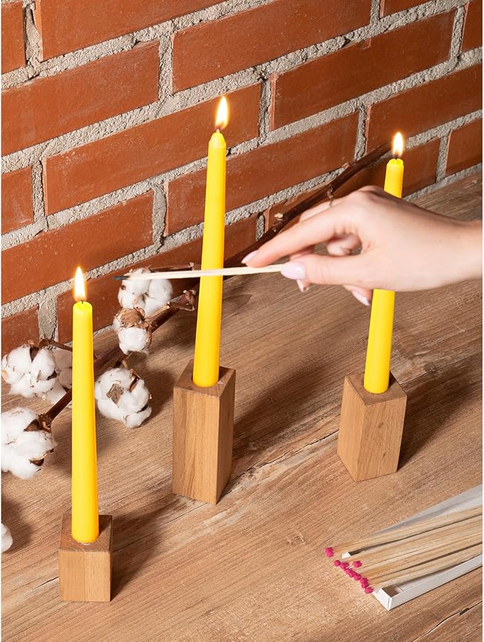 CANDWAX 12 inch Yellow Taper Candles Pack of 4 - Unscented Smokeless Dripless Yellow Candles - Perfect for Home Décor, Special Occasions and Ordinary Dinners - Easter Candlesticks