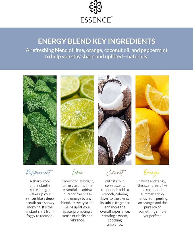 Essence Pearl Travel Case | Energy Essential Oil | Aromatherapy Nasal Diffuser & Essential Oil Carrying Case | Peppermint & Citrus Blend | Travel-Friendly Kit | White Pod