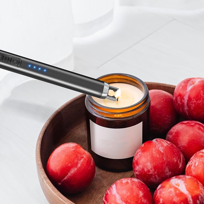 Electric Candle Lighter with Flashlight USB C Rechargeable Arc Lighters for Candles Windproof Plasma for Camping BBQ Stove Home Emergency with Safety Switch LED Battery Display