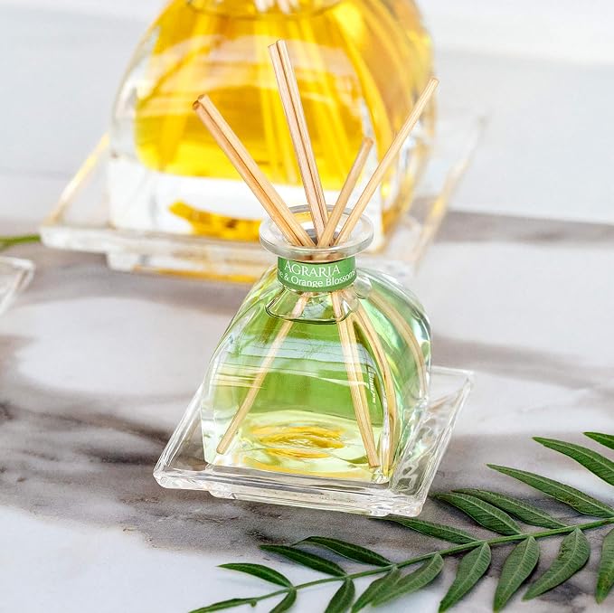 AGRARIA PetiteEssence Flower and Reed Diffuser Set, Hand Crafted Sola Flower Botanical Home Fragrance Gift Set