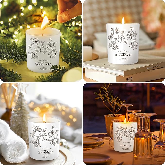 Deluxe Scented Candle for Women & Men, Vanilla Coconut Soy Wax Candle,11.5 Oz Jar Candle for Home, Scented-98 Hour Long Lasting Burning, Suitable Present for Thanksgiving, Christmas & Birthday