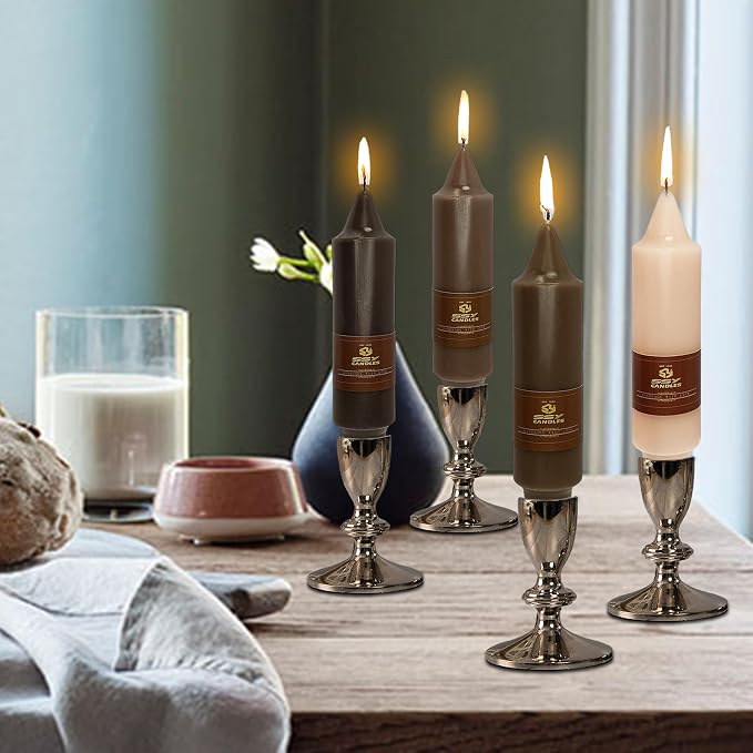 5 inch Cute Taper Candles Stick Unscented Tapered Candles 4 Pack Gradient Coffee Candlesticks for Wedding Party Home Décor