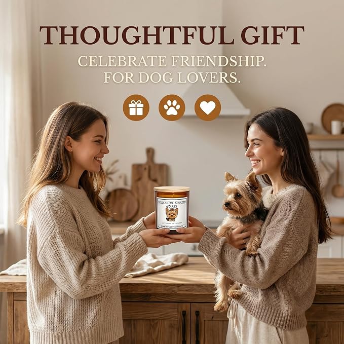 Yorkshire Terrier Gifts for Women | Birthday Gifts for Mom | Light When Dog Farts Candle | Cedar By Natural Soy Wax | Pet Safe Friendly Memorial Candles for Home Scented Household Essentials
