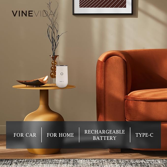 VINEVIDA Waterless Diffuser - Essential Oil Diffuser for Home - Beige Scent Diffuser for Home, Battery Operated Aromatherapy Diffuser - Car, Room Fragrance Air Diffuser