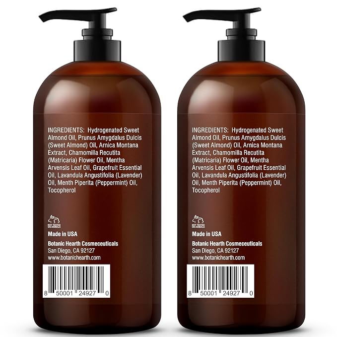 Botanic Hearth Soremuscle Massage Oil 8 Fl Oz (2 pack)| Refreshing, Relaxing Massage Oils for Muscle Relaxing & Joint Comfort | Made with Natural Oils | for All Skin Types, for Men & Women