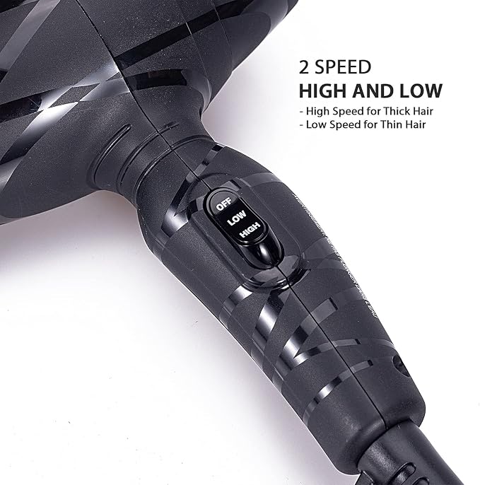 Dan Technology Lightweight Travel Hair Dryer,Portable Mini BlowDryer with Concentrator&Diffuser, with Nozzle Attachment Ceramic,