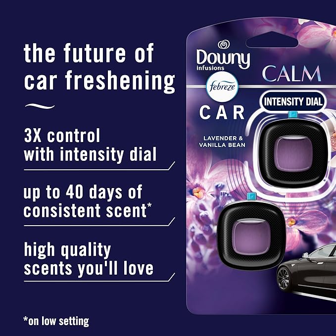 Febreze Car Vent Clip, Downy Calm Scent, 0.07 oz (Pack of 4)