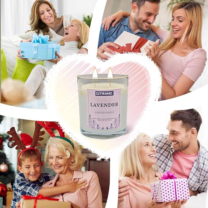 1 Pack Lavender Scented Soy Wax Candle, 10.6 oz Natural Aromatherapy for Home, Relaxation Gift for Women Men, Long Lasting 80-90 Hours for Bedroom Yoga Office Spa Decor