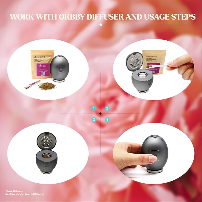 Aroma Diffuser-Compatible Scent Granule Starter Kit: Rose,10g, Refills for Orbby Incense Burner