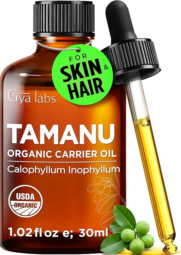 Gya Labs USDA Organic Tamanu Oil - 1 Fl Oz - Carrier Oil for Hair, Skin, Face, Scalp & Body Massage