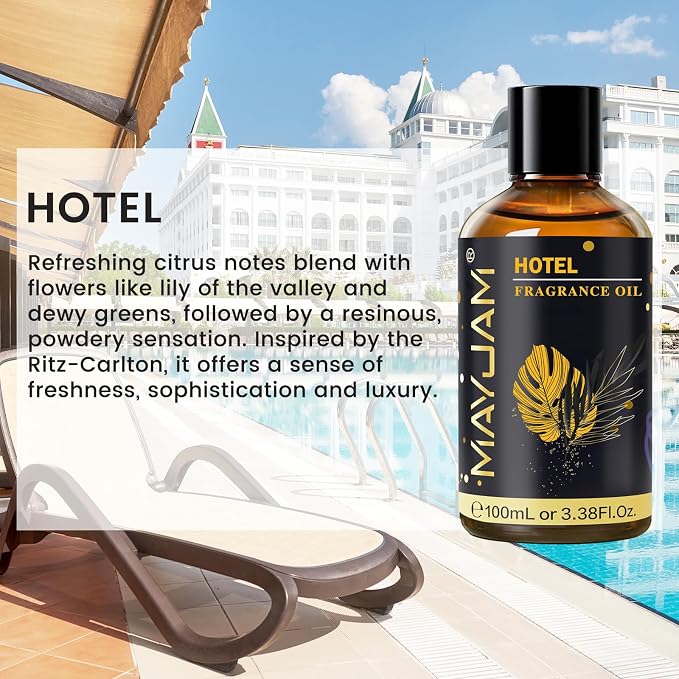 Hotel Fragrance Oil Essential Oil, MAYJAM 3.38FL.OZ Hotel Oil Scents for Diffusers for Home, Long Lasting Scented Oils for Soap Candle Making - 100ML