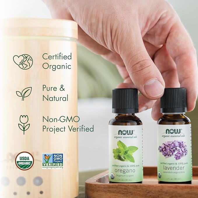 NOW Essential Oils, Organic Lavender Oil, Soothing Aromatherapy Scent, Steam Distilled, 100% Pure, Vegan, Child Resistant Cap, 4-Ounce