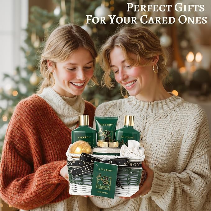 Fathers Day Gifts for Men, Gifts for Women, Eucalyptus Mothers Day Gift Basket for Mom - Pampering Bath and Body Spa Gift Basket for Women & Men, Gift Set | Christmas, Birthday, Valentines Day