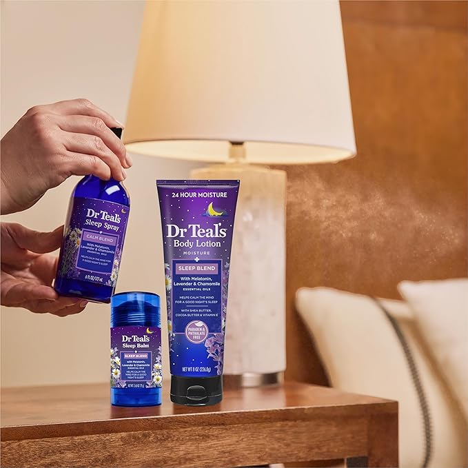 Dr Teal's Sleep Body Lotion,24-Hour Moisture,with Melatonin,Lavender & Chamomile Essential Oils,8 fl oz,(Pack of 6)