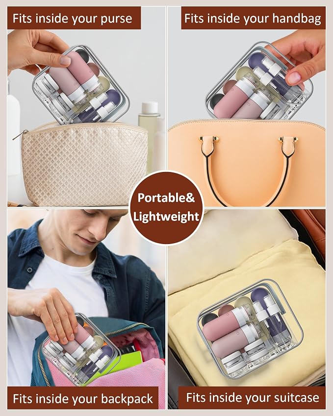 20 Pack Travel Bottles for Toiletries, Original Patented, TSA Approved Travel Size Containers, Leak Proof Silicone Shampoo and Conditioner Bottles Women & Men, Airplane Cruise Essentials, DustyPink