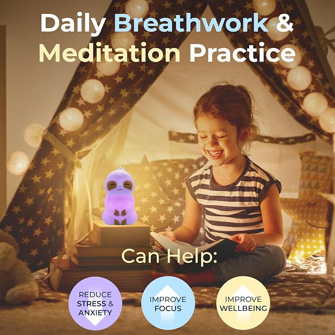 Mindsight 'Breathing Buddha' Guided Visual Meditation | 3 Modes to Slow Your Breathing & Calm Your Mind | Stress & Anxiety Relief | Wellness Gift | Adults, Kids, Classrooms | USB Rechargeable