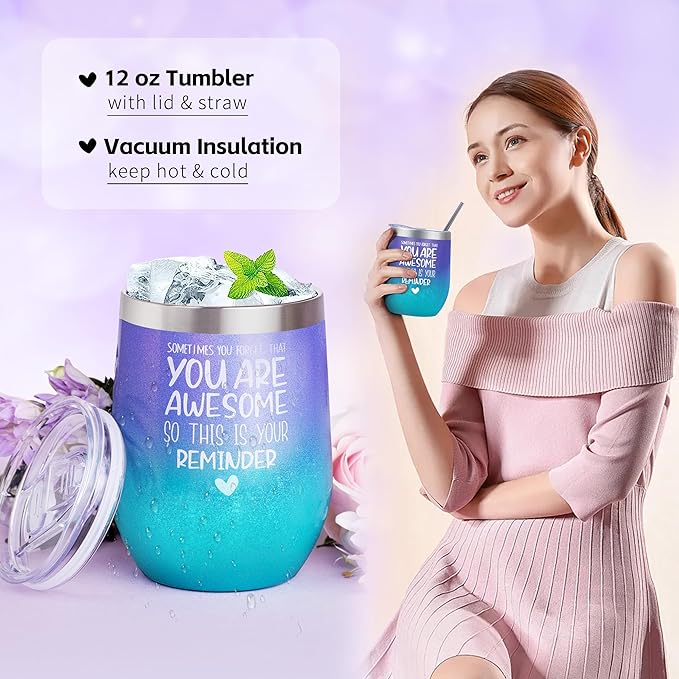 LUCOTIYA Gifts for Women, Mothers Day Gift Basket for Woman Birthday Wine Tumbler Self Care Package for Mom, Bestie, Her, Sister, Wife, Auntie Thank You Gift for Women Teacher Appreciation