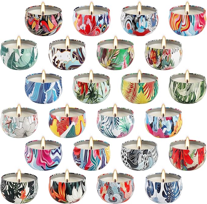 YOROXRG 24Pack Scented Candles, Soy Wax Travel Tin Jar Candles, Aromatherapy Candles for Home 2.5 OZ for Mom for Christmas, Birthday, Thanksgiving, Mother's Day, Valentine's Day